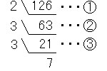 √126を筆算で分解している画像
